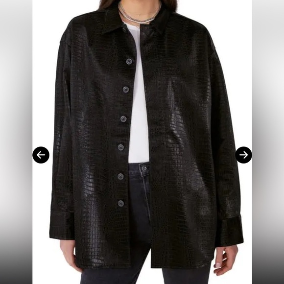 Favorite Daughter Jackets & Blazers - Black Faux Croc Button-Up Jacket | Favorite Daughter